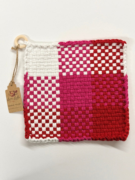 051 - Cupid's Grid Loom Woven Potholder