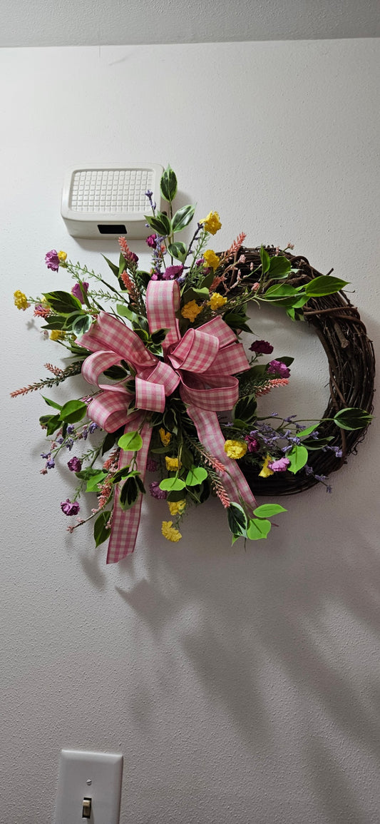 054 - Spring Floral Grapevine Wreath 