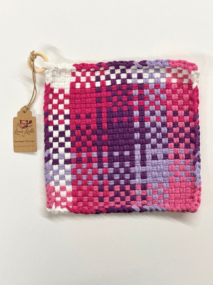 051 - Valentine's Plaid Delight Loom Woven Potholder