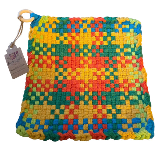 051 - Colorblock Carnival Loom Woven Potholder