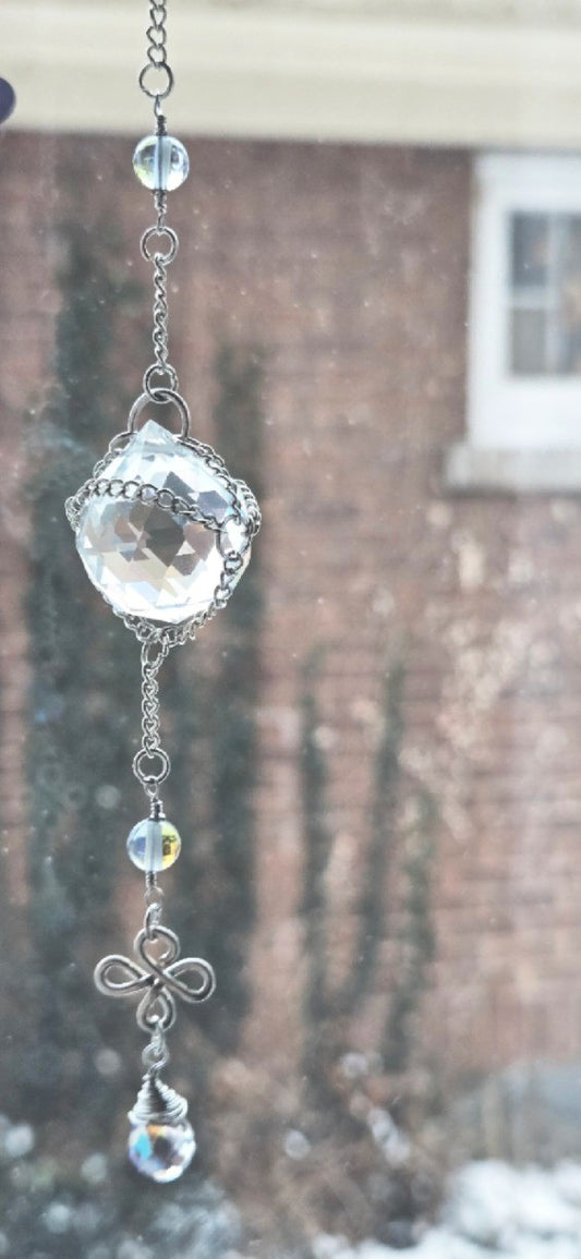 052 - Mini Chained Aura Blue Suncatcher