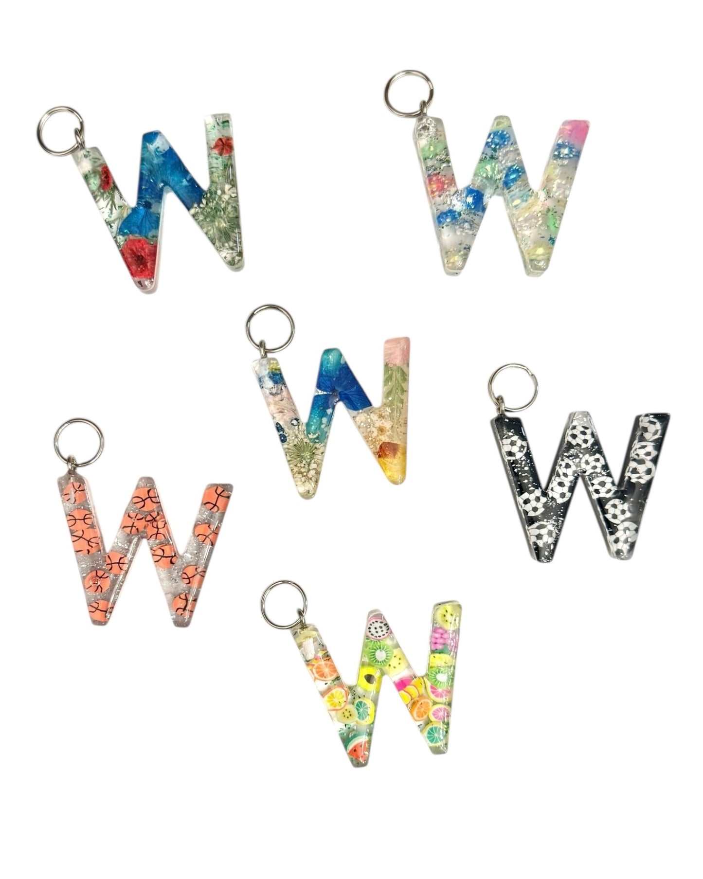 017 - Resin Letter "W" Charms for Keychains