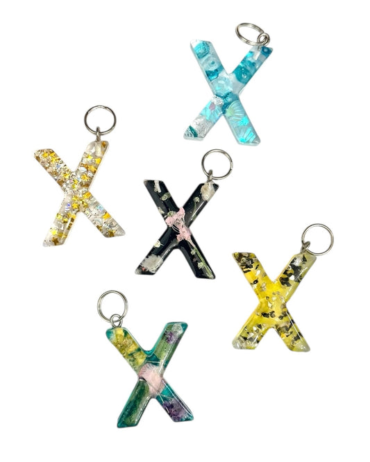 017 - Resin Letter "X" Charms for Keychains