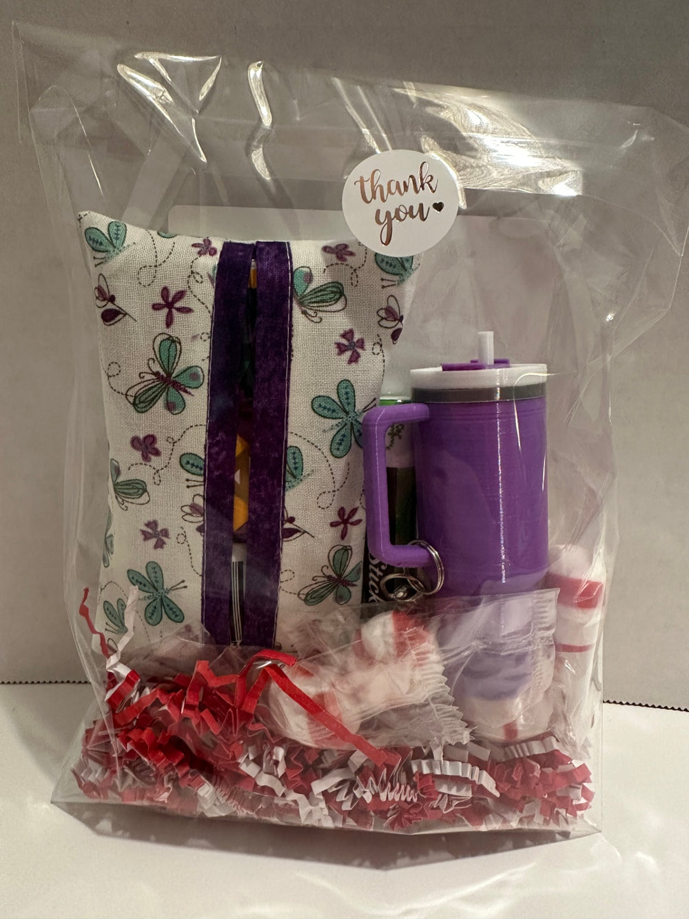 08 - Winter Care Gift Set | Chapstick, Tissue Cover, Keychain | Purple Butterfly