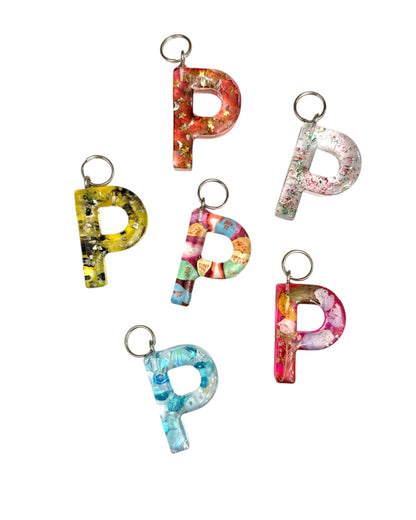 017 - Resin Letter "P" Charms for Keychains