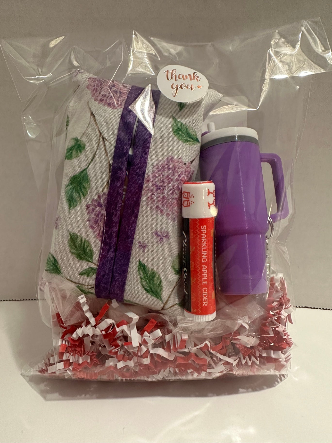 08 - Winter Care Gift Set | Chapstick, Tissue Cover, Keychain | Purple Hydrangea with Solid Binding