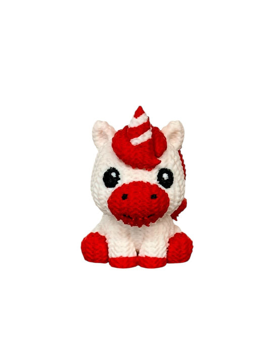 044 - 3D Printed Knitted Tiny Unicorn Valentines Themed - Red