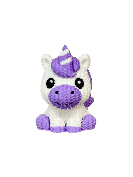 044 - 3D Printed Knitted Tiny Unicorn Valentines Themed - Purple