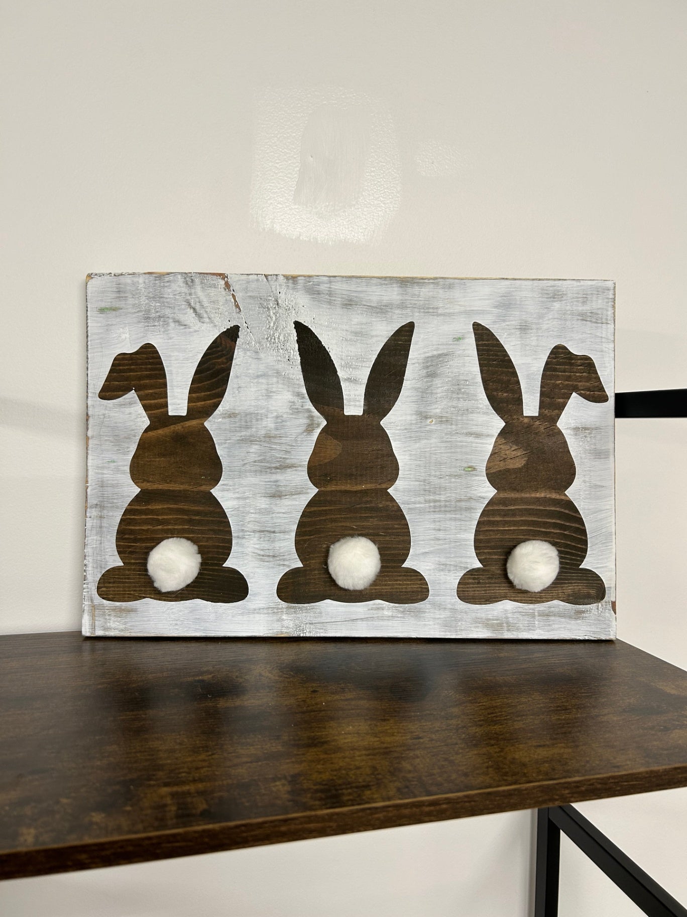 05 - Hoppy Easter Bunny Tail Trio Wooden Sign