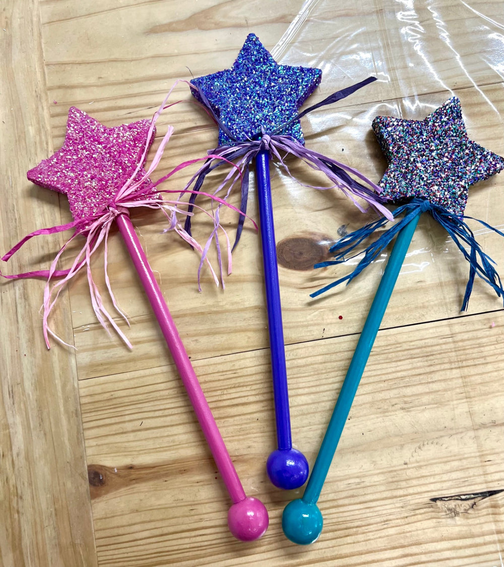 060 - Hand-painted Whimsical Wooden Fairy Wand - Teal