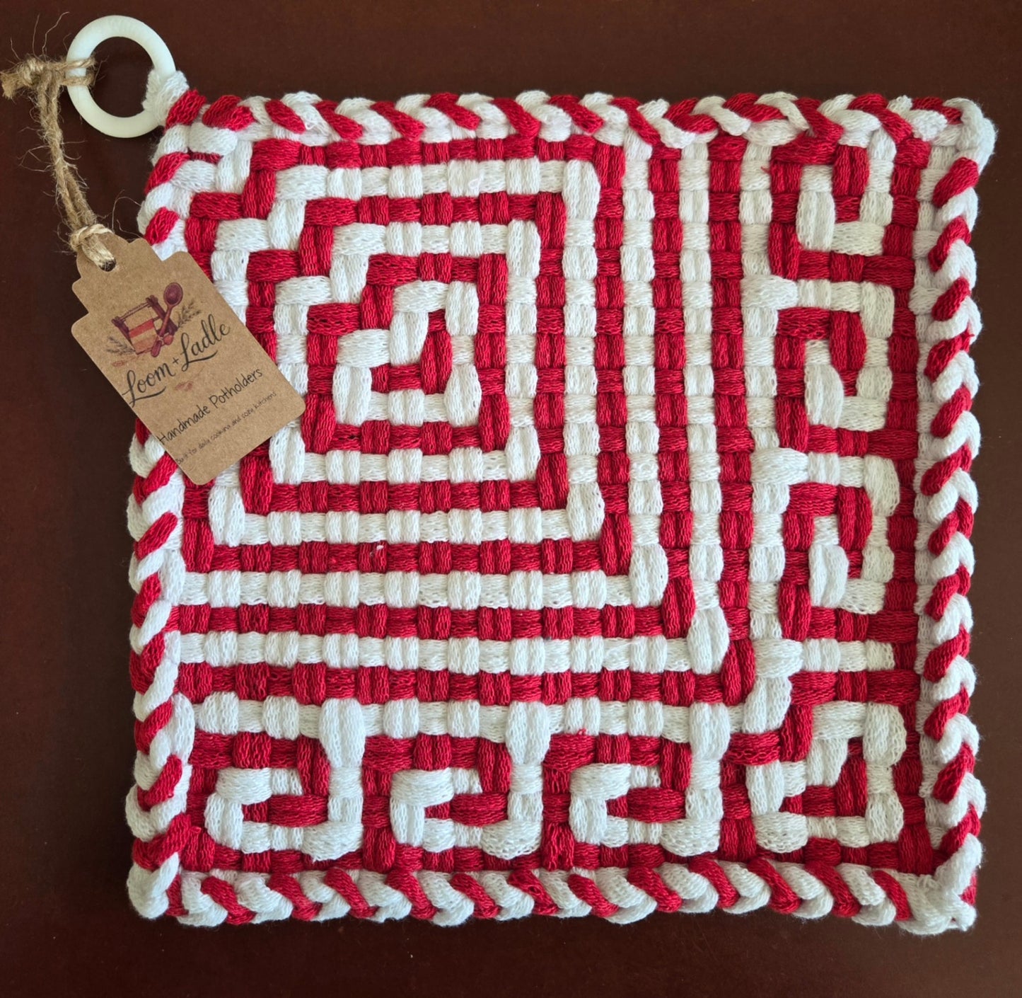 051 - Lover's Pulse Loom Woven Potholder