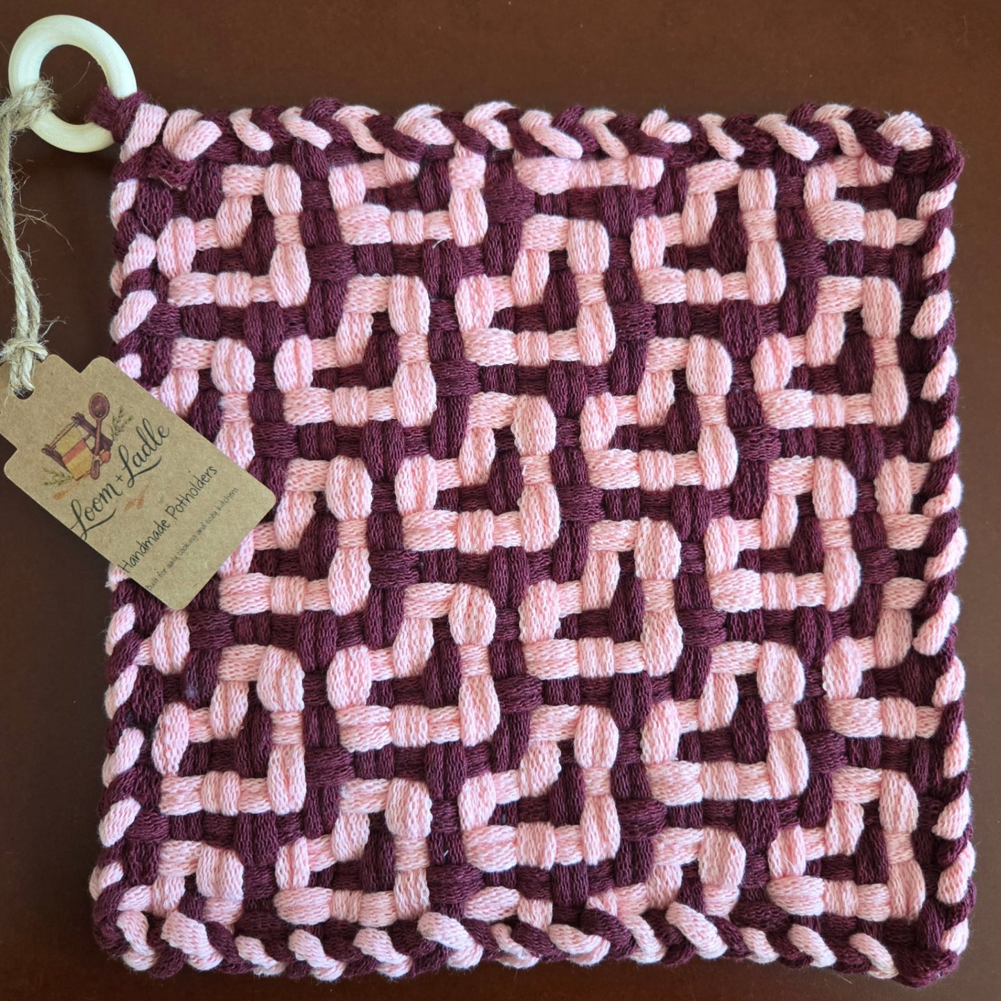 051 - Sea of Hearts Loom Woven Potholder