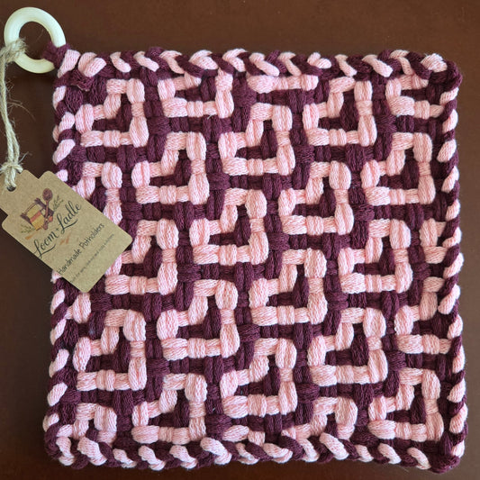 051 - Sea of Hearts Loom Woven Potholder