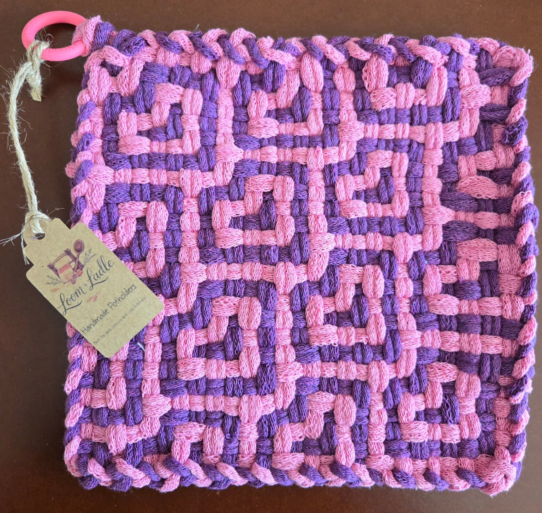 051 - It's Raining Hearts Loom Woven Potholder