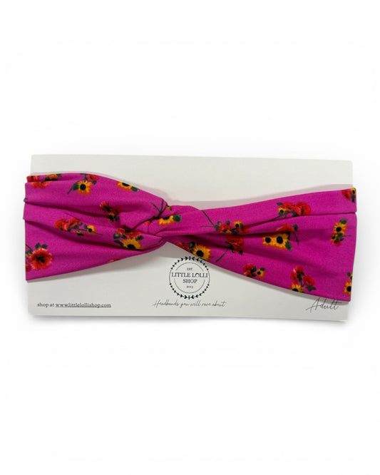 035 - Hot Pink Floral Headband