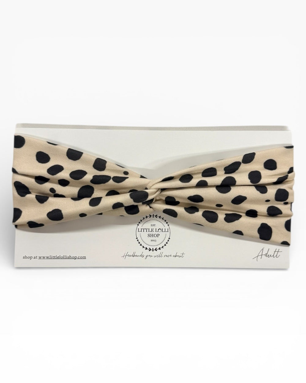 035 - Tan with Black Dots Headband