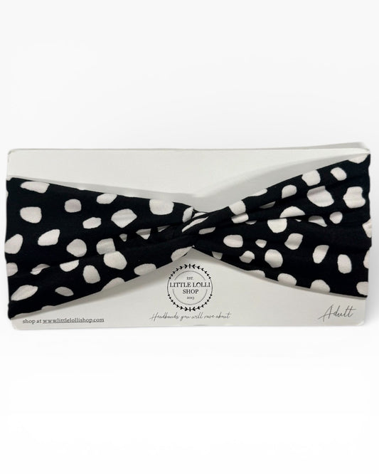 035 - Black with White Dots Headband
