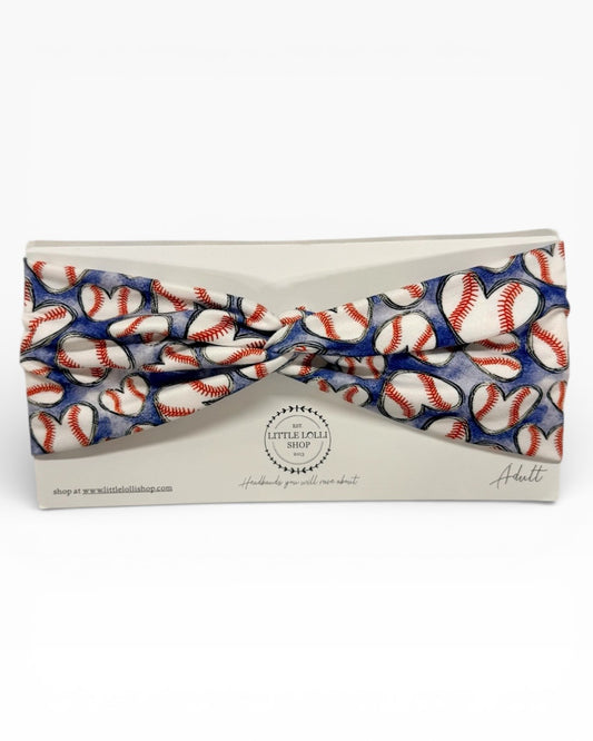 035 - Baseball Love Hearts Headband