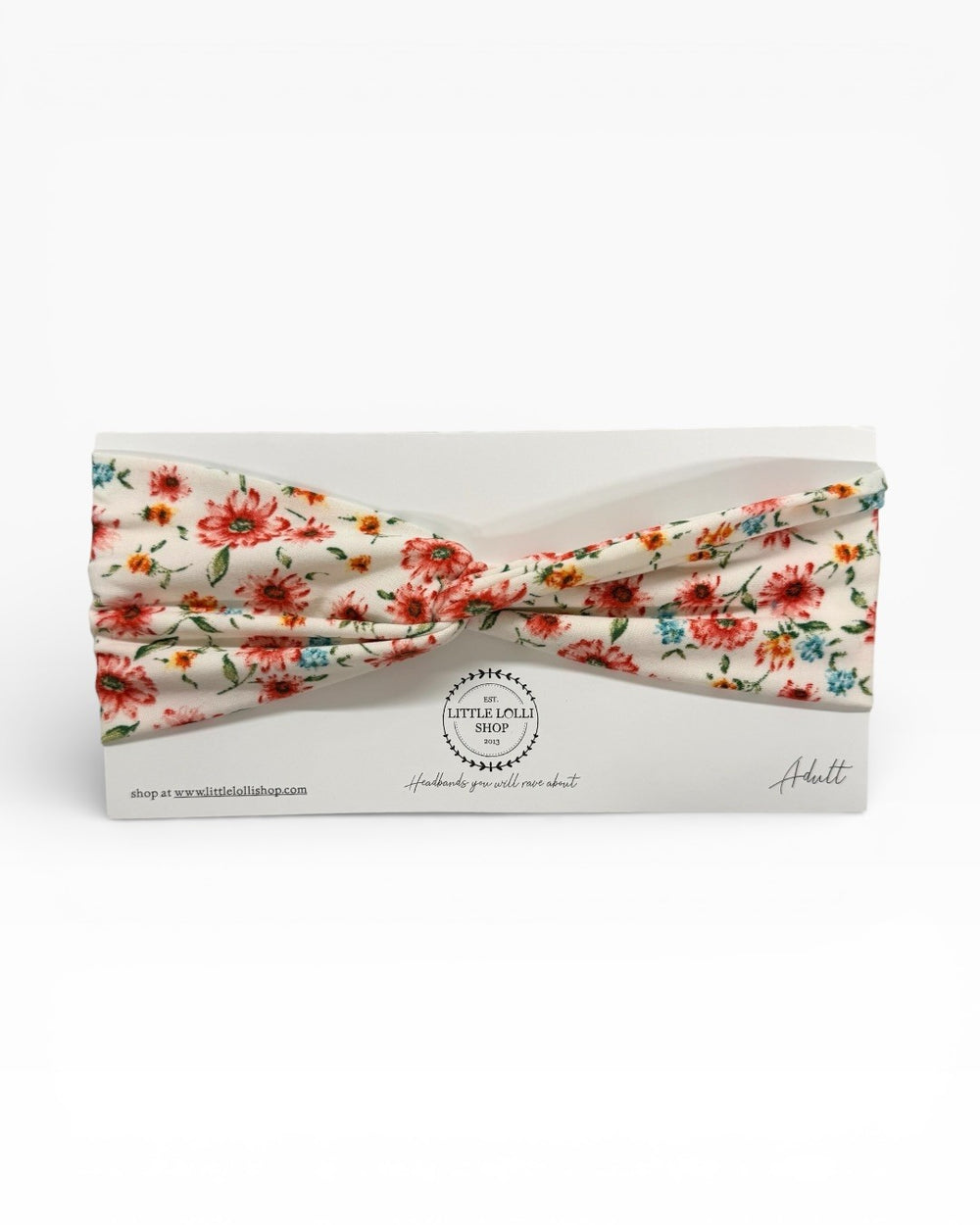 035 - White with Pink Floral Headband