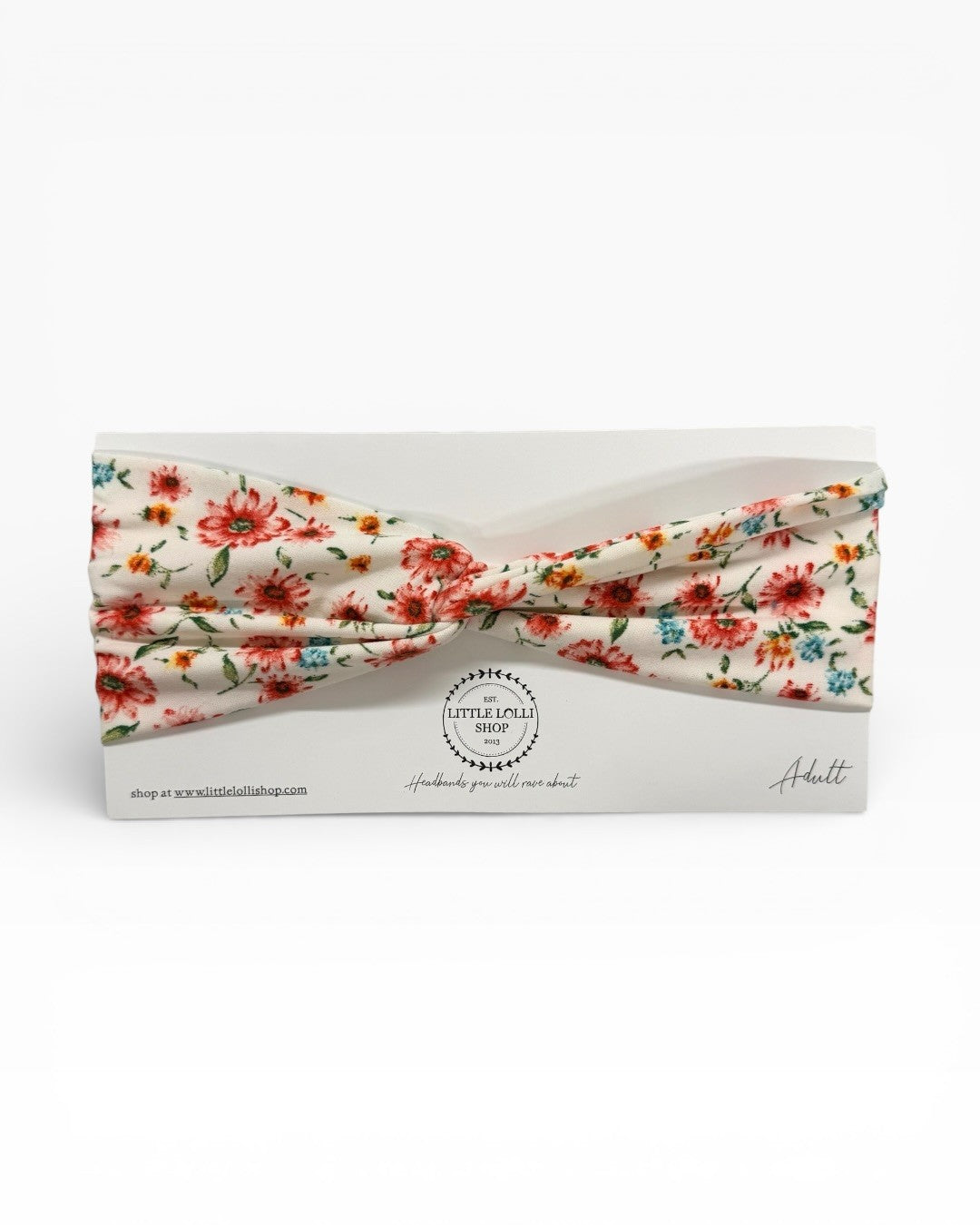 035 - White with Pink Floral Headband