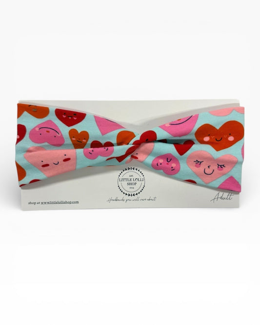 035 - Valentine's Day Blue with Sweet Hearts Headband