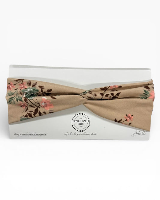 035 - Tan Floral Headband
