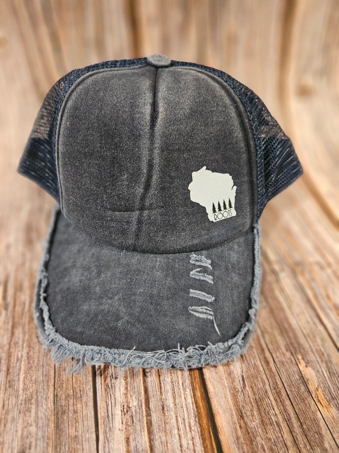 016 - Wisconsin State "Roots" Distressed Trucker Hat