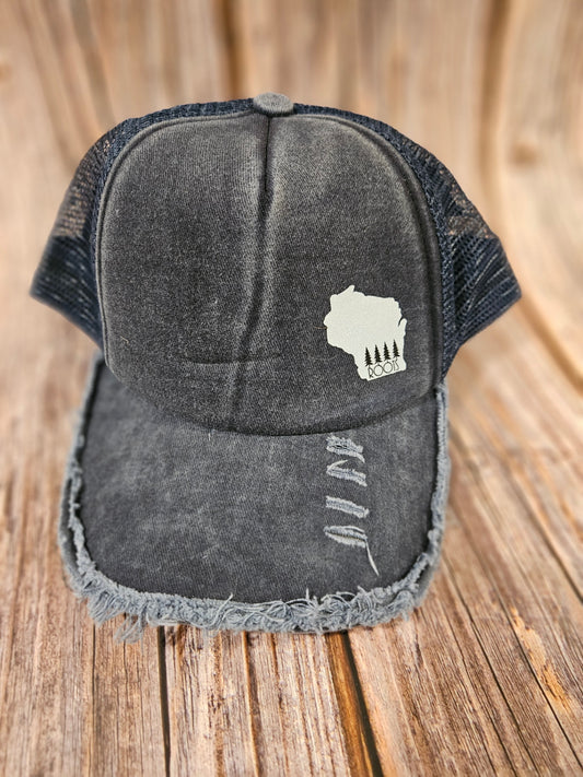 016 - Wisconsin State "Roots" Distressed Trucker Hat
