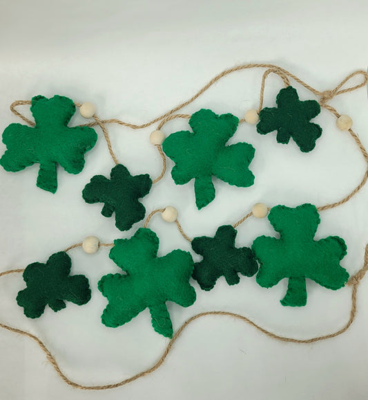 047 - Shamrock Hand-stitched Felt Garland, 60 inches