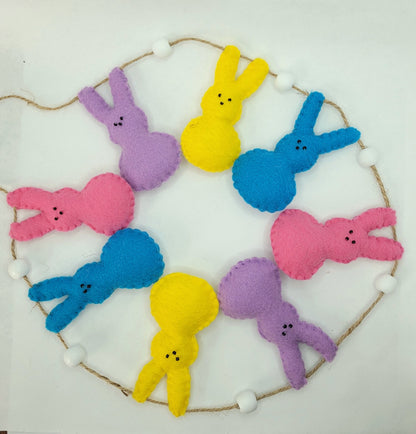 047 - Bunny Marshmallow Hand-Stitched Felt Garland, 60 inches