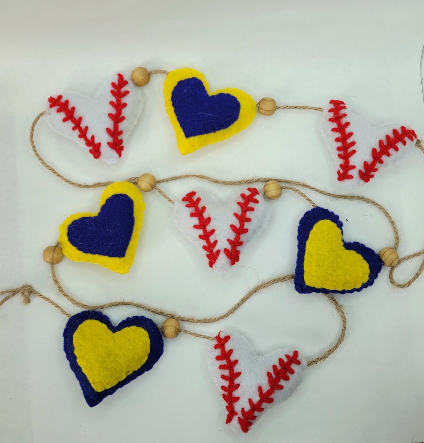 047 - Home team Heart Baseball Hand-stitched Felt Garland, 60 inches