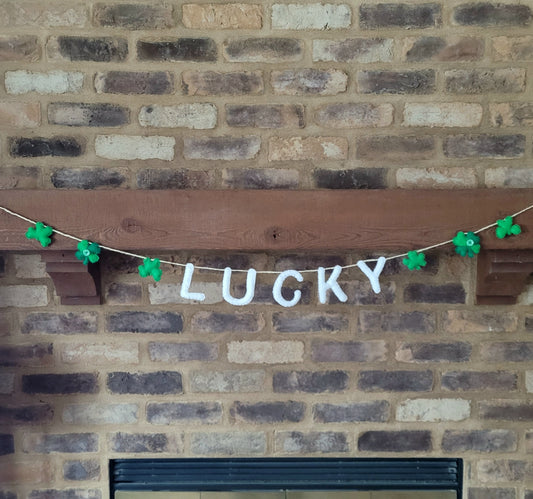 047 - LUCKY Shamrock Hand-stitched Felt Garland, 60 inches