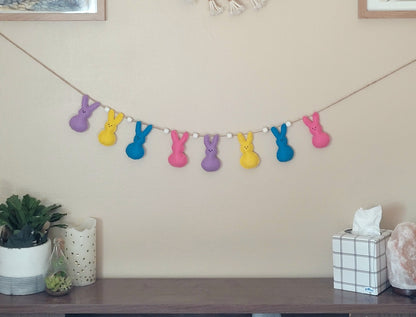 047 - Bunny Marshmallow Hand-Stitched Felt Garland, 60 inches