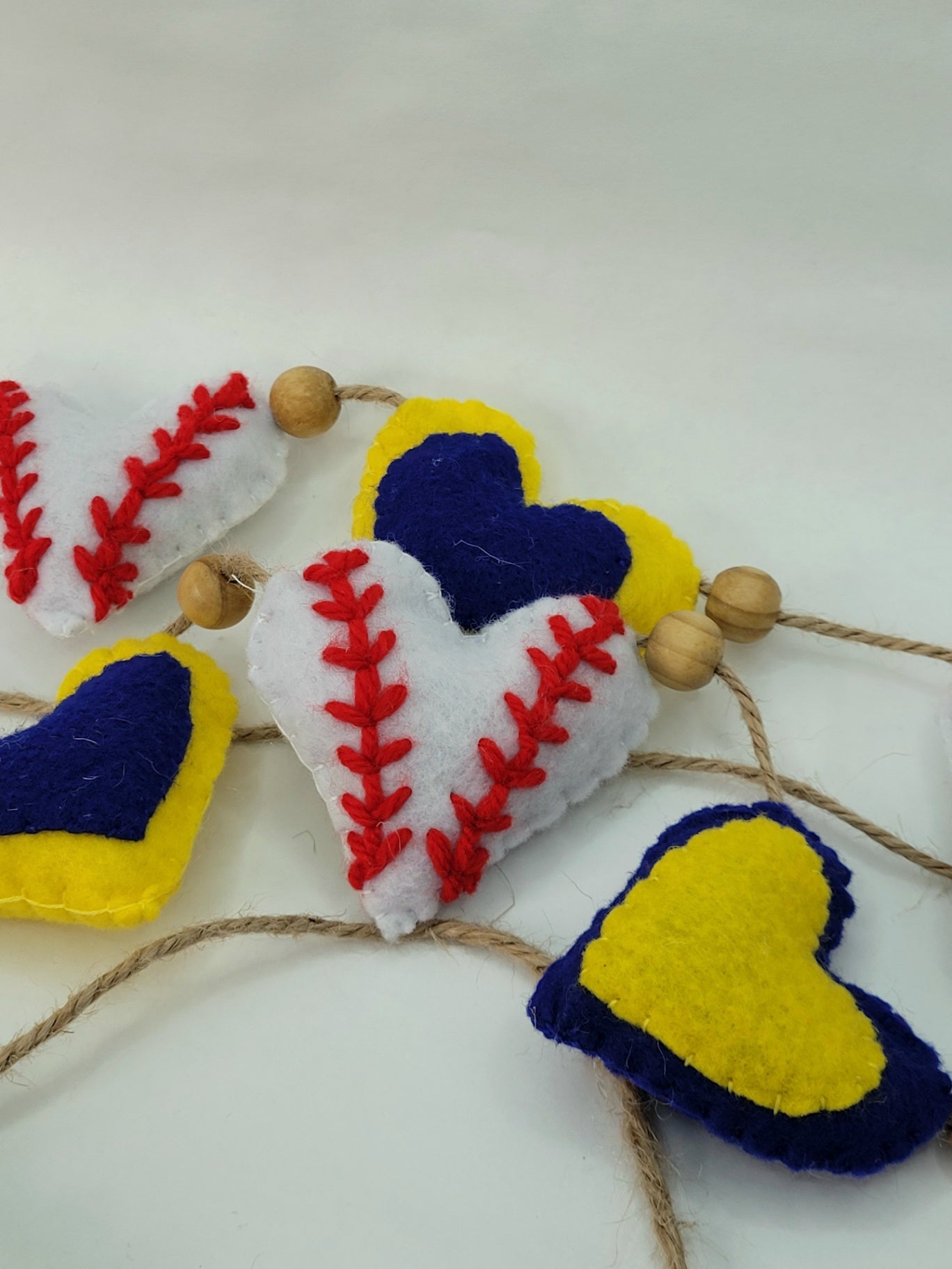 047 - Home team Heart Baseball Hand-stitched Felt Garland, 60 inches