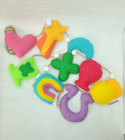 047 - St. Patrick's Day Marshmallow Hand-stitched Felt Garland, 60 inches