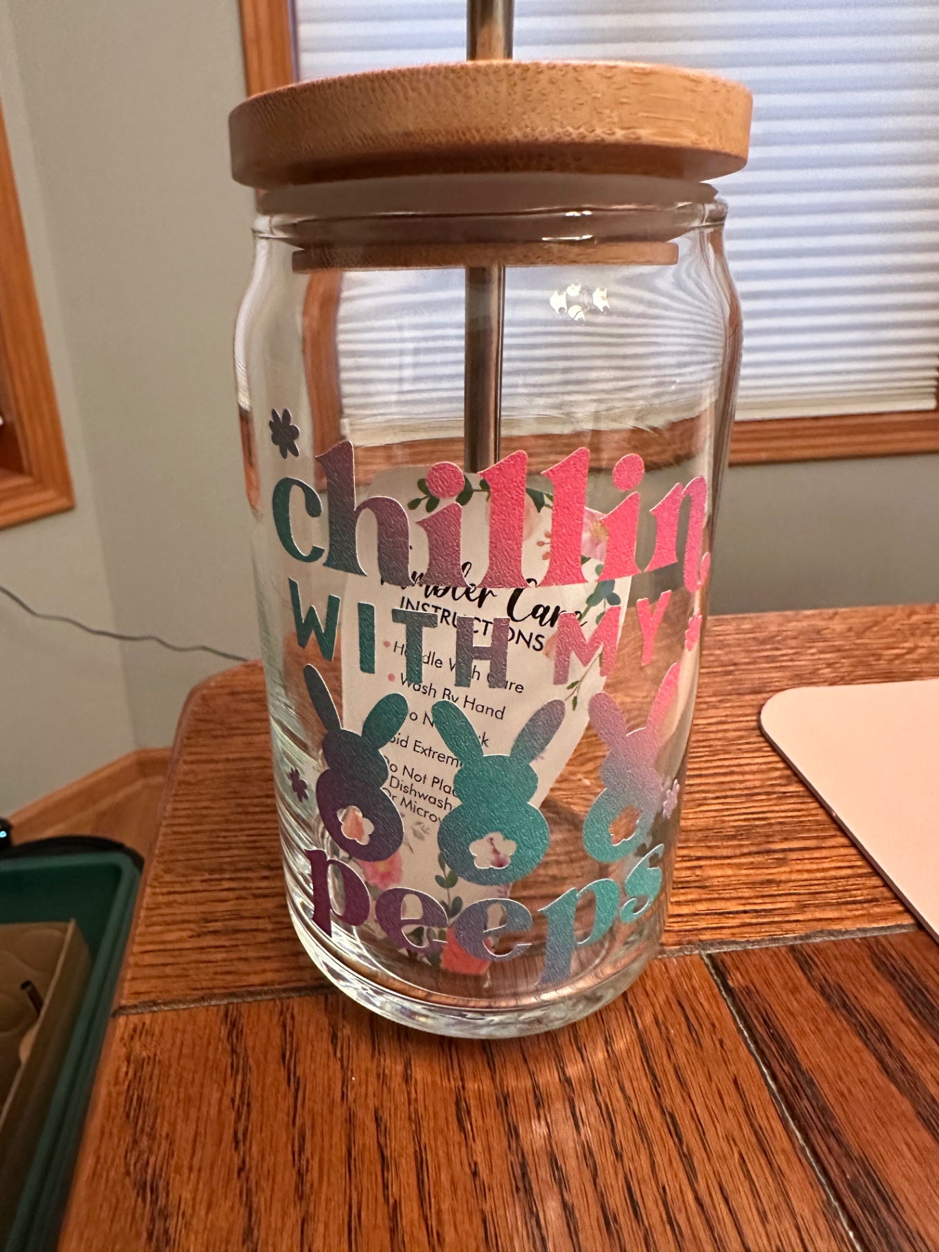 059 - Chillin with my Peeps Glass Cup with Straw