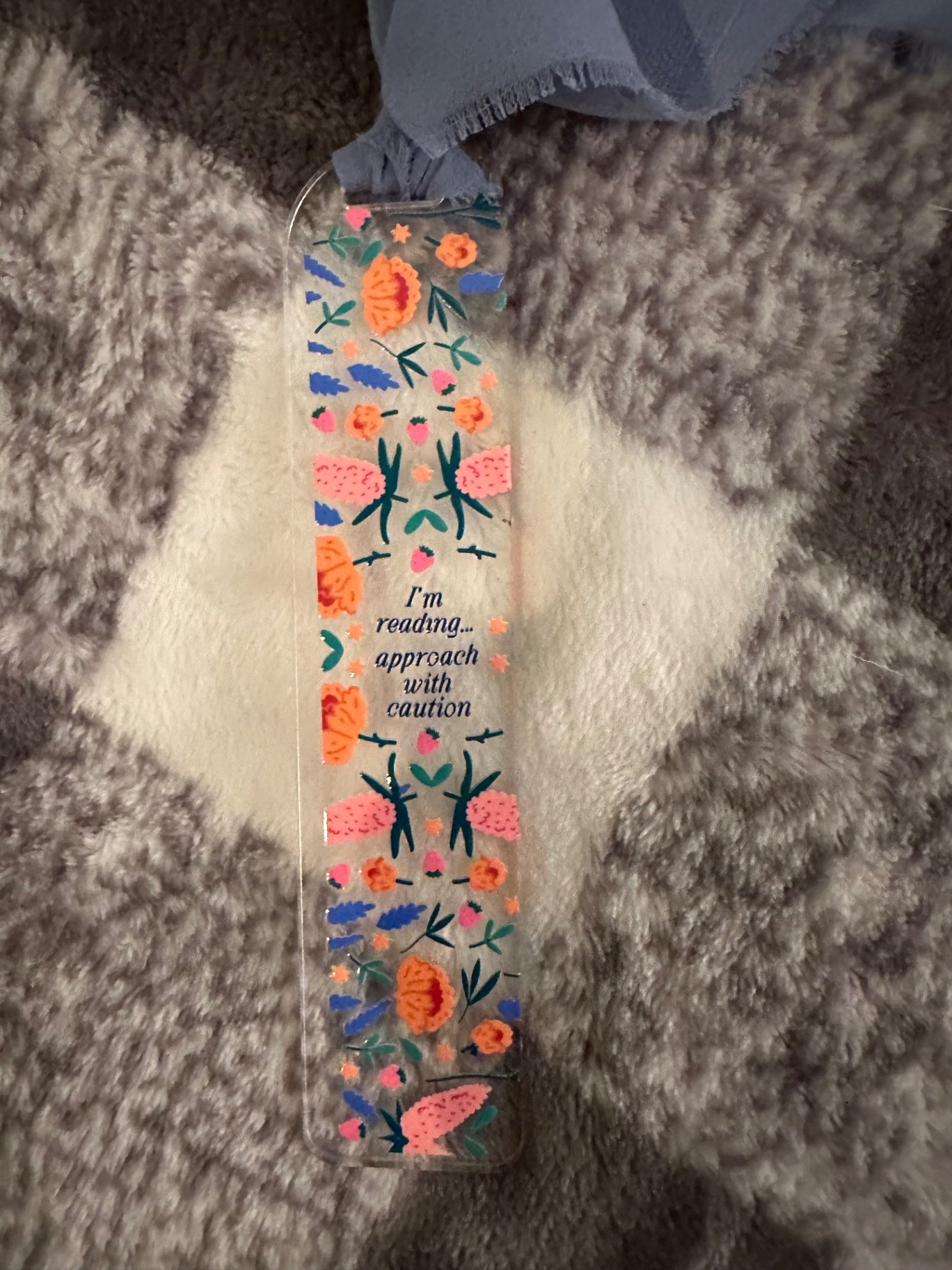 059 - "I’m Reading Approach with Caution" Funny Acrylic Bookmark with Tassel