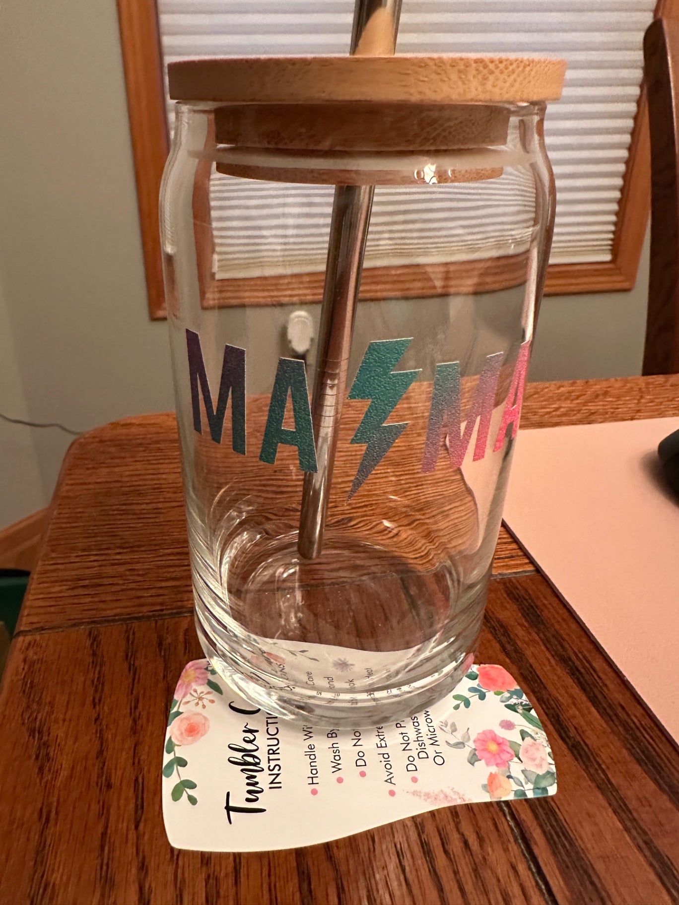 059 - Rad "Mama" Glass Cup with Straw