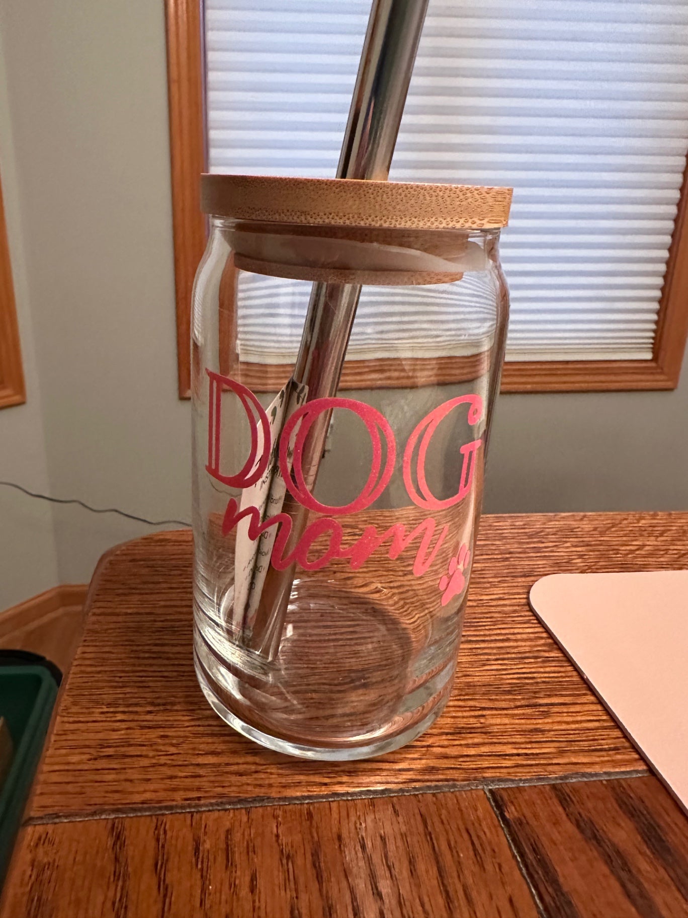 059 - Dog Mom Glass Cup with Straw