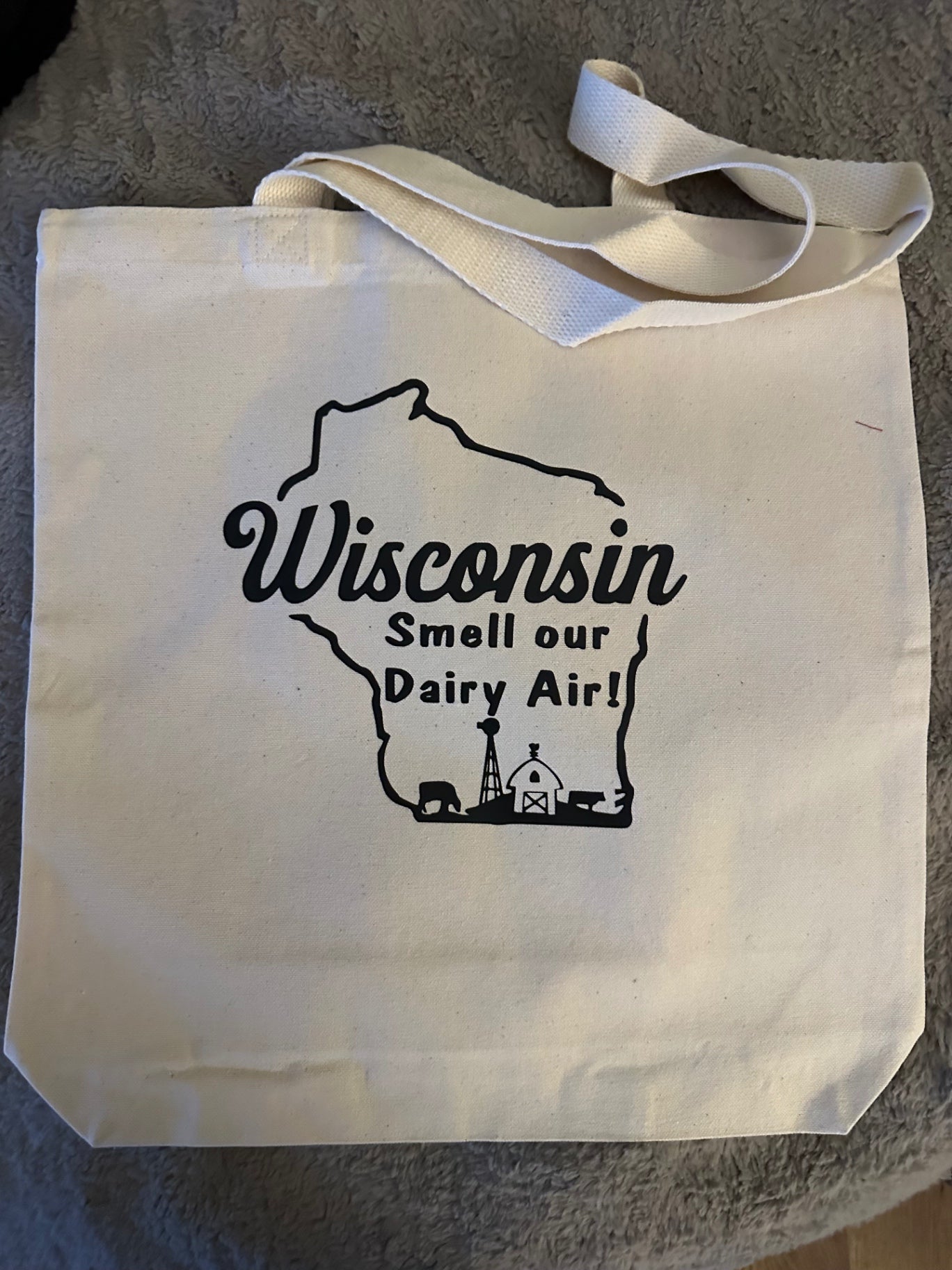059 - "Wisconsin, Smell Our Dairy Air" Canvas Tote Bag
