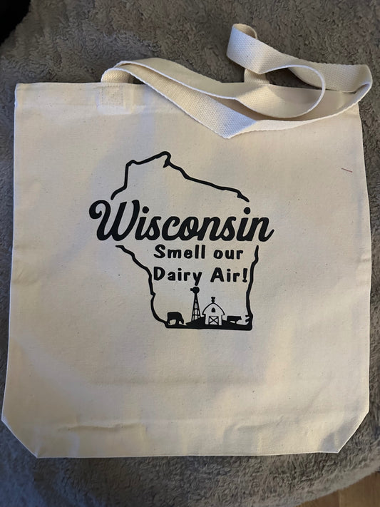 059 - "Wisconsin, Smell Our Dairy Air" Canvas Tote Bag