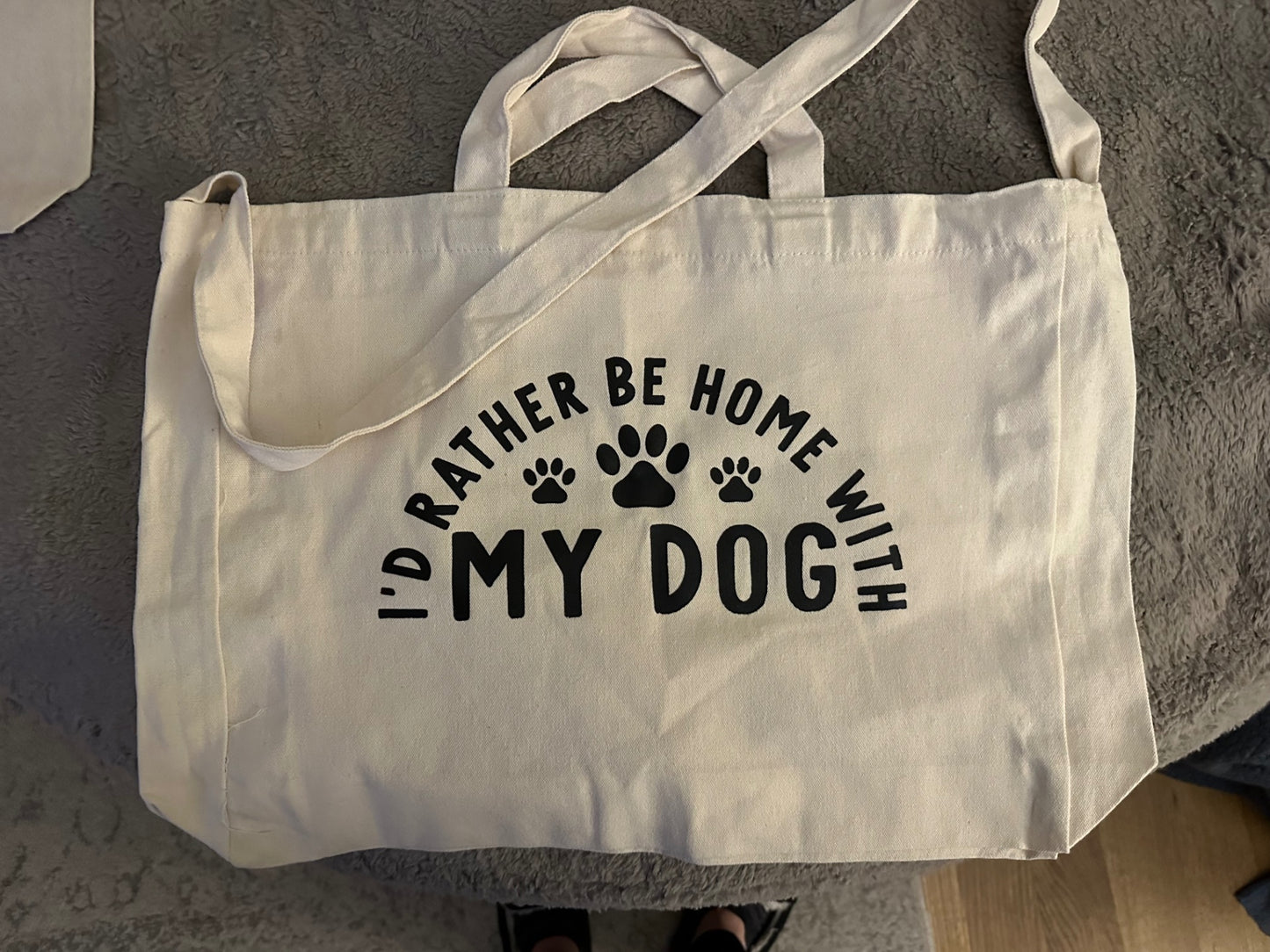 059 - "I'd Rather be Home with my Dog" Canvas Tote Bag