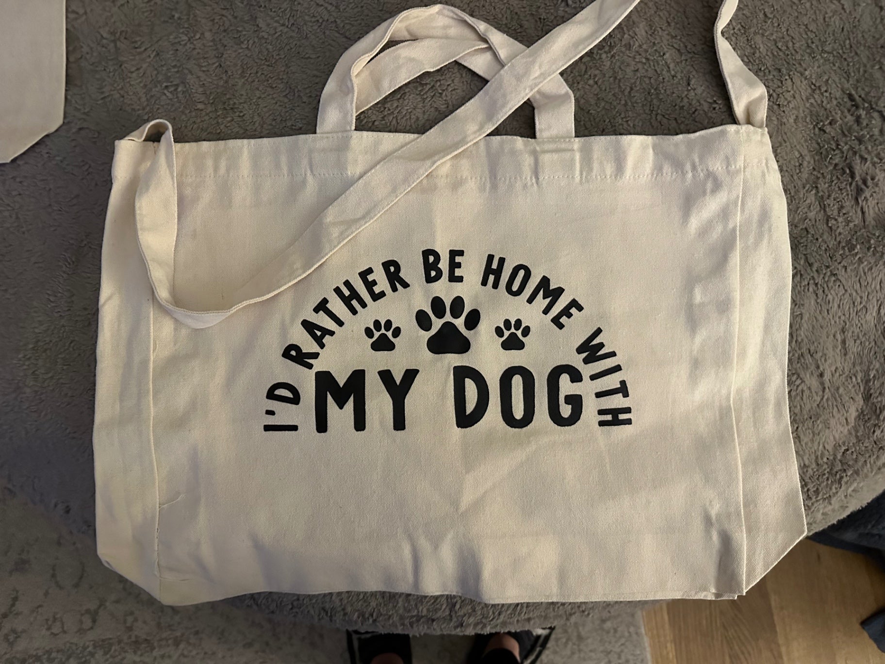 059 - "I'd Rather be Home with my Dog" Canvas Tote Bag