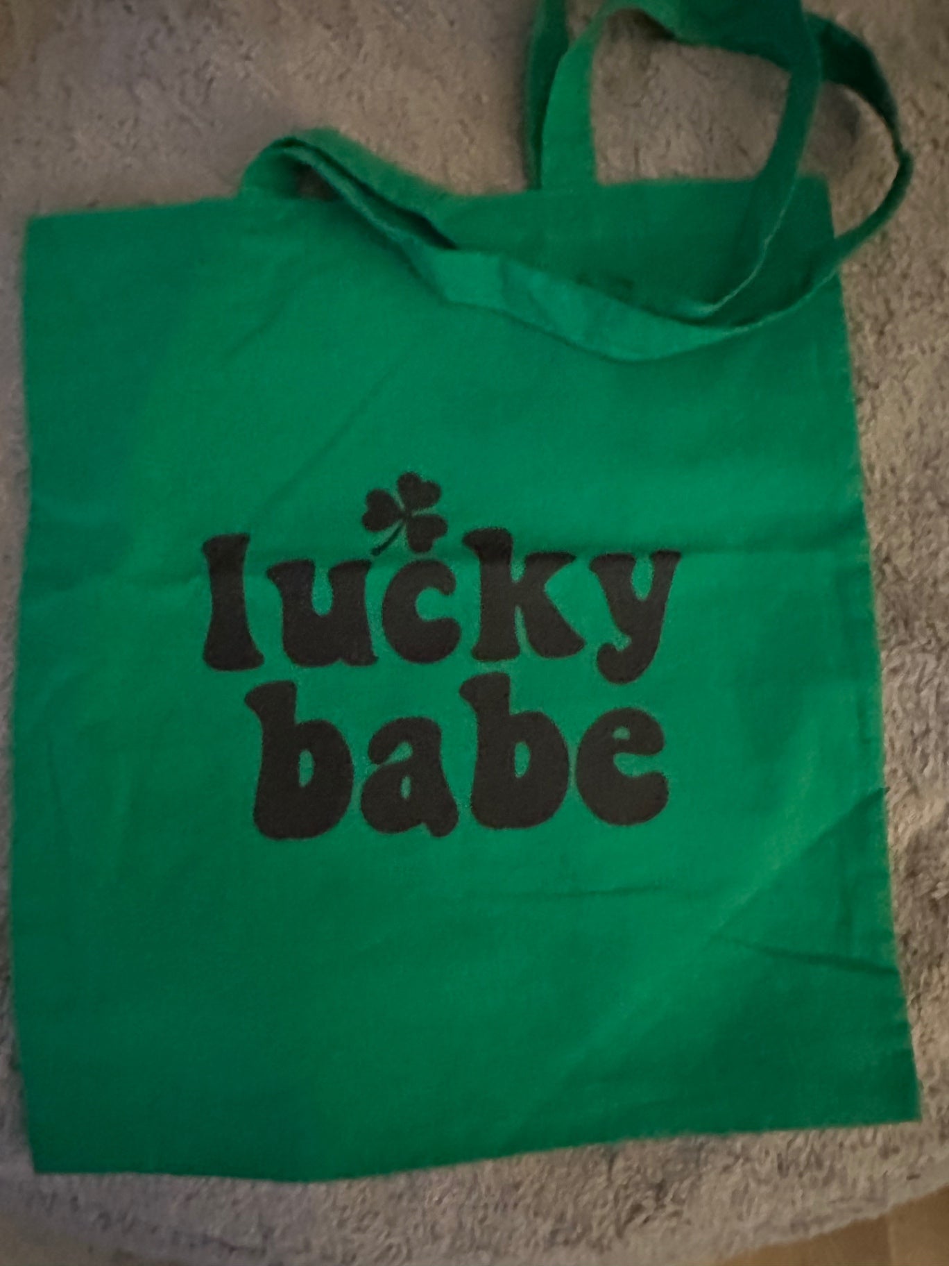 059 - "Lucky Babe" St Patricks Day Green Canvas Tote Bag