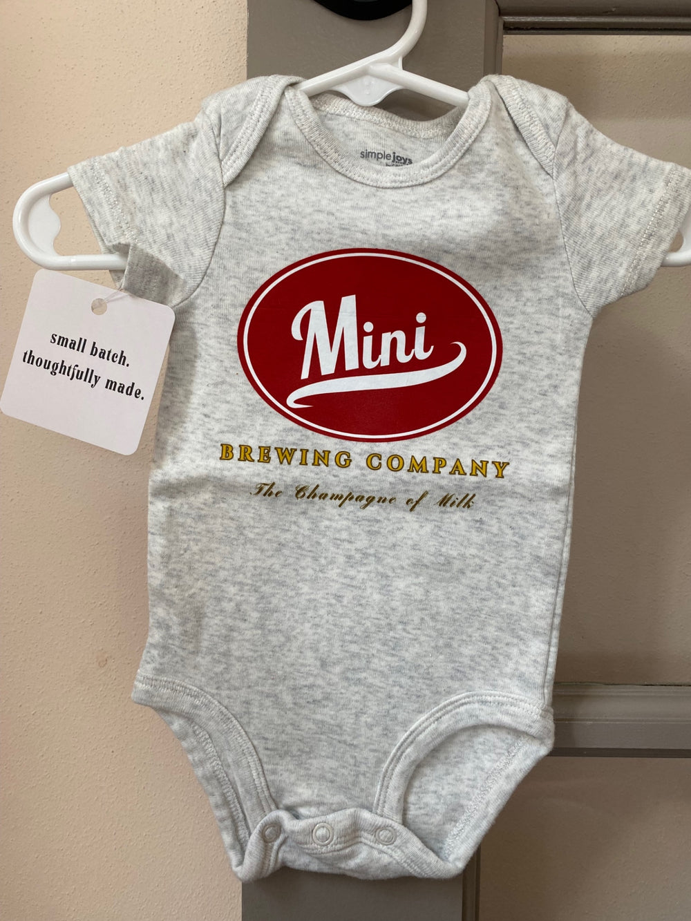 061 - "Mini Brewing - The Champagne of Milk" Infant Bodysuit | 0-3 Months | Gray