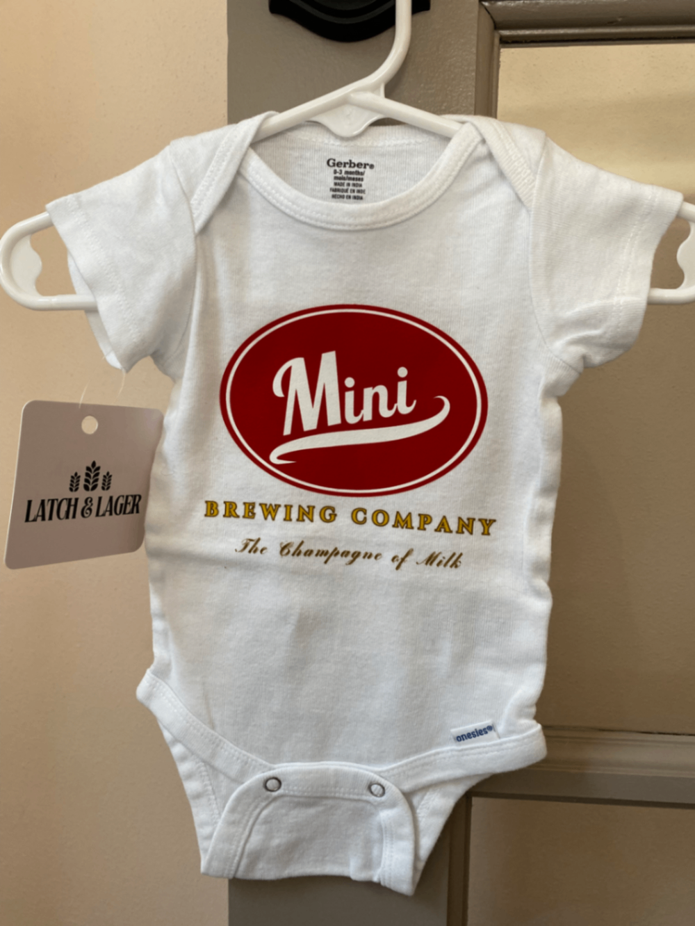 061 - "Mini Brewing Company – Champagne of Milk" Infant Bodysuit | 0-3 Months | White