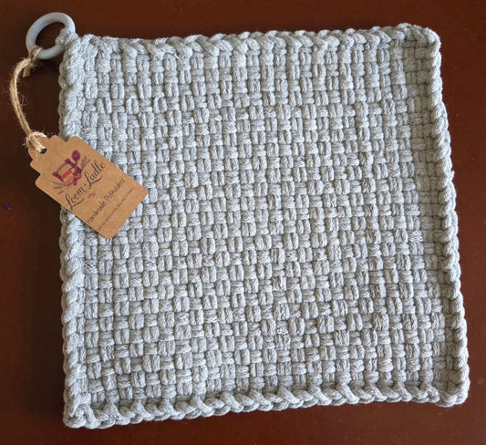 051 - Silver Loom Woven Potholder