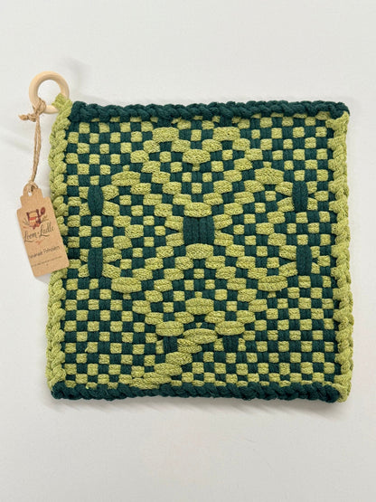 051 - Lucky Shamrock Loom Woven Potholder