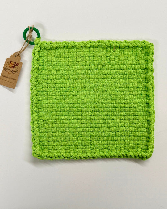 051 - Lime Loom Woven Potholder