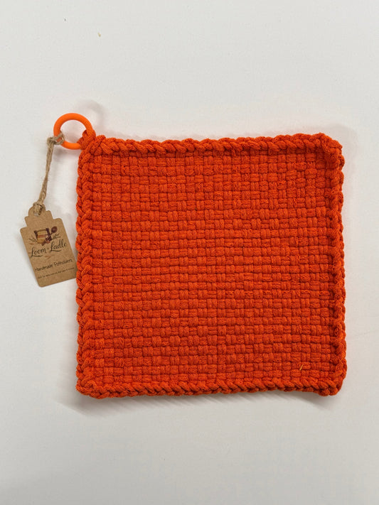 051 - Orange Loom Woven Potholder
